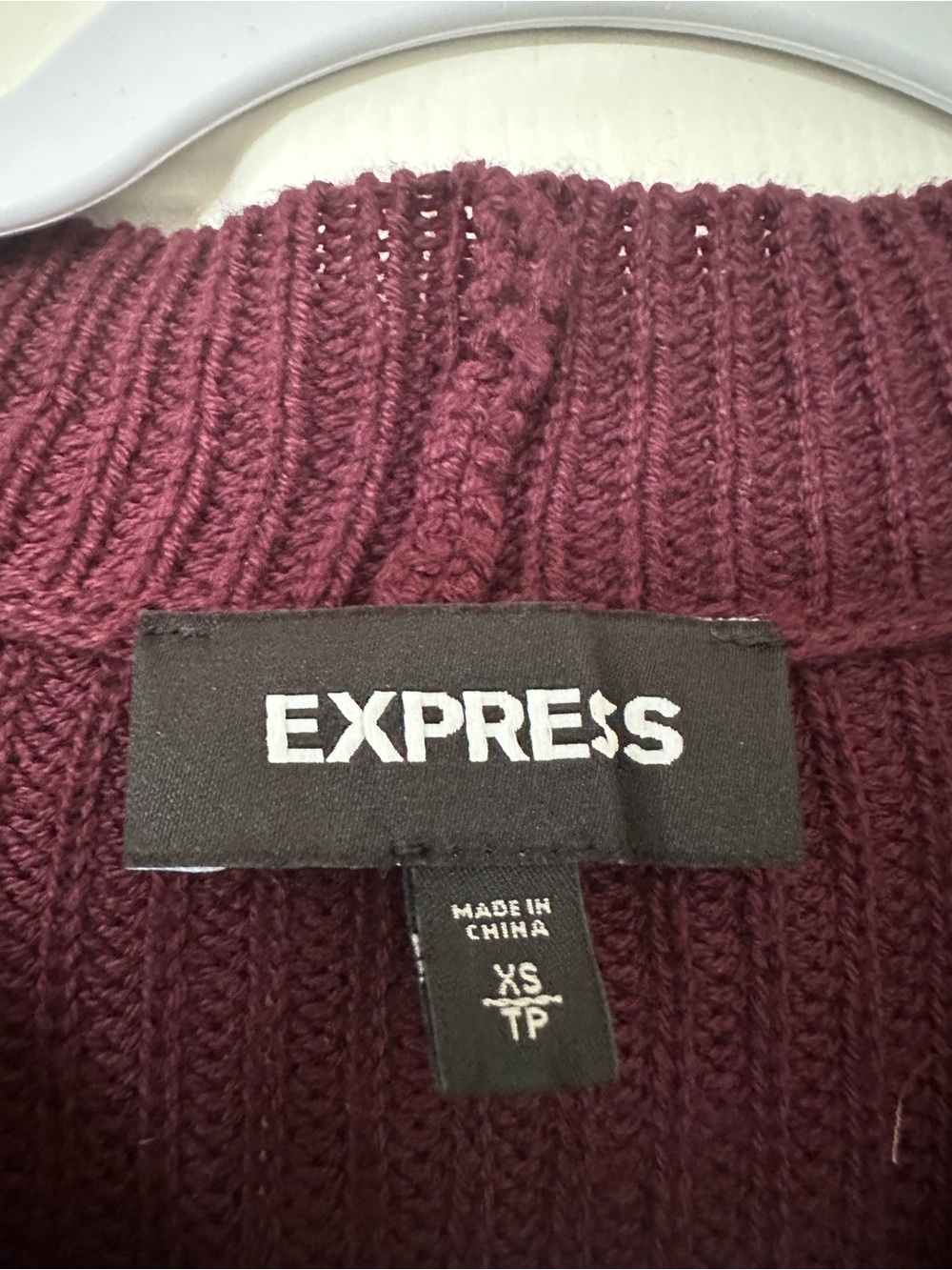 Express Cold Shoulder Ruffle Sweater Pullover Maroon - Picture 4 of 7